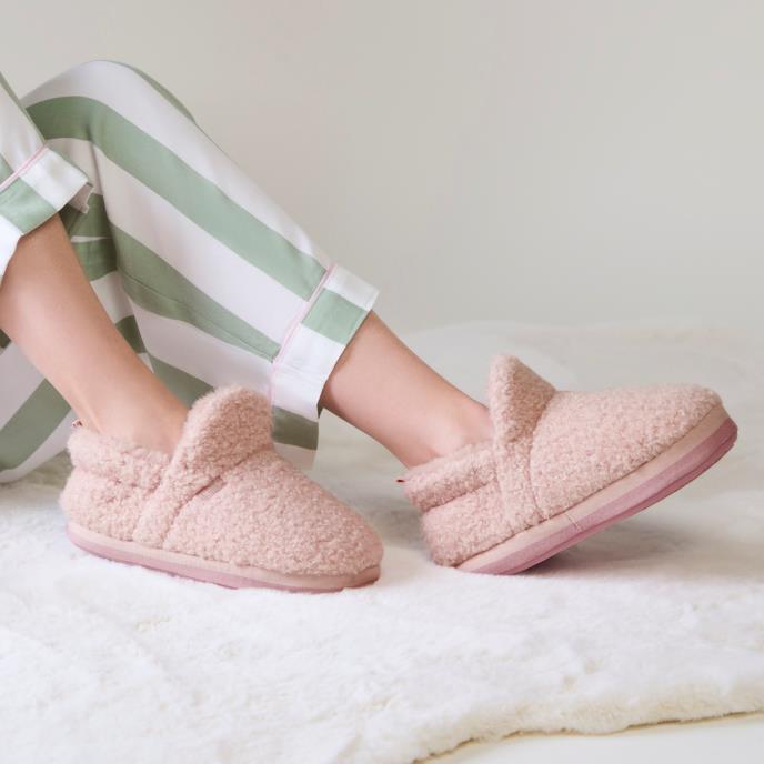 totes toasties® Ladies Borg Bootie Slippers Pink